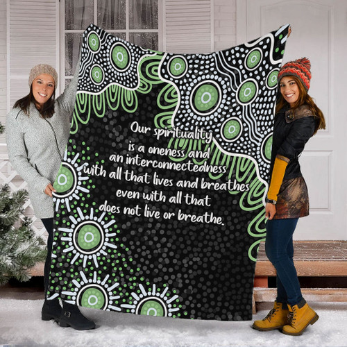 Australia Aboriginal Blanket - The More You Know The Less You Need Green Blanket Australia Aboriginal Blanket - The More You Know The Less You Need Green Blanket