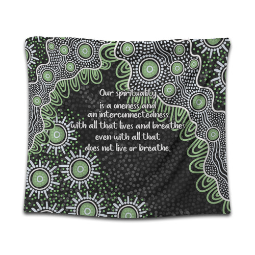 Australia Aboriginal Tapestry - The More You Know The Less You Need Green Tapestry Australia Aboriginal Tapestry - The More You Know The Less You Need Green Tapestry