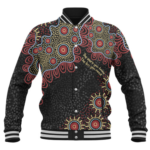 Australia Aboriginal Baseball Jacket - The More You Know The Less You Need Red and Gold Patterns Baseball Jacket