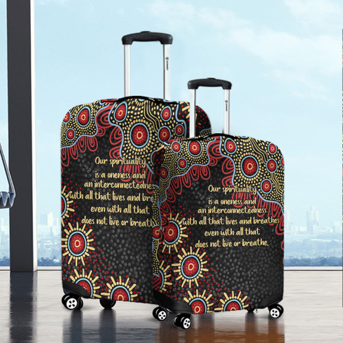 Australia Aboriginal Luggage Cover - The More You Know The Less You Need Red and Gold Patterns Luggage Cover