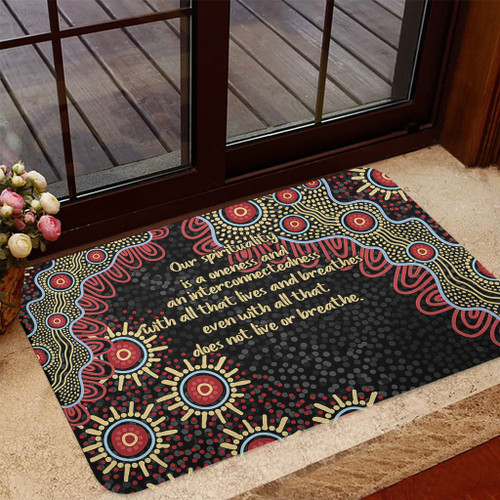 Australia Aboriginal Door Mat - The More You Know The Less You Need Red and Gold Patterns Door Mat