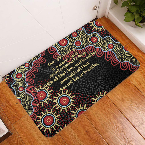 Australia Aboriginal Door Mat - The More You Know The Less You Need Red and Gold Patterns Door Mat