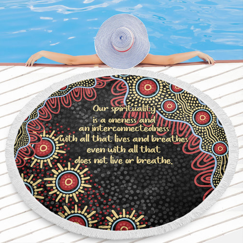 Australia Aboriginal Beach Blanket - The More You Know The Less You Need Red and Gold Patterns Beach Blanket