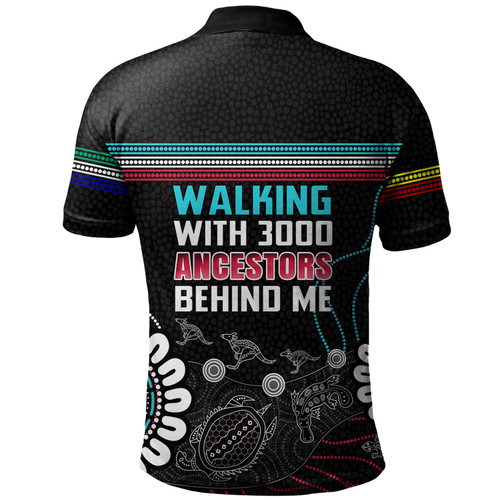 Australia Aboriginal Polo Shirt - Walking with 3000 Ancestors Behind Me Black Polo Shirt Australia Aboriginal Polo Shirt - Walking with 3000 Ancestors Behind Me Black Polo Shirt