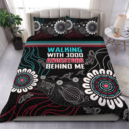 Australia Aboriginal Bedding Set - Walking with 3000 Ancestors Behind Me Black Bedding Set