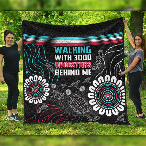 Australia Aboriginal Quilt - Walking with 3000 Ancestors Behind Me Black Quilt Australia Aboriginal Quilt - Walking with 3000 Ancestors Behind Me Black Quilt