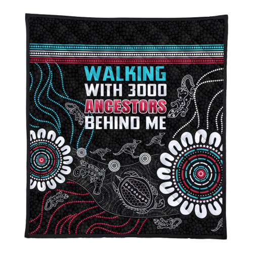 Australia Aboriginal Quilt - Walking with 3000 Ancestors Behind Me Black Quilt Australia Aboriginal Quilt - Walking with 3000 Ancestors Behind Me Black Quilt