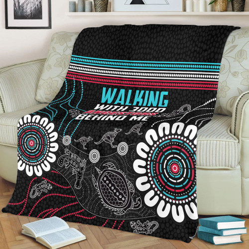 Australia Aboriginal Blanket - Walking with 3000 Ancestors Behind Me Black Blanket Australia Aboriginal Blanket - Walking with 3000 Ancestors Behind Me Black Blanket