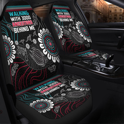 Australia Aboriginal Car Seat Covers - Walking with 3000 Ancestors Behind Me Black Car Seat Covers