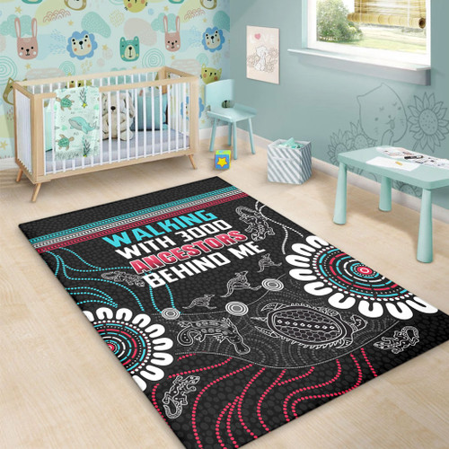 Australia Aboriginal Area Rug - Walking with 3000 Ancestors Behind Me Black Area Rug Australia Aboriginal Area Rug - Walking with 3000 Ancestors Behind Me Black Area Rug