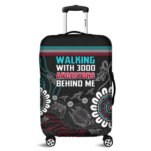 Australia Aboriginal Luggage Cover - Walking with 3000 Ancestors Behind Me Black Luggage Cover Australia Aboriginal Luggage Cover - Walking with 3000 Ancestors Behind Me Black Luggage Cover