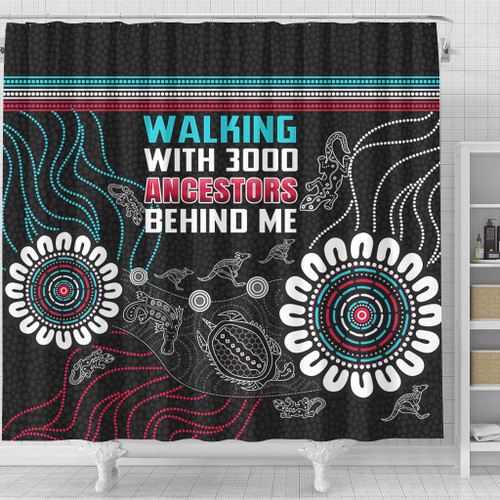 Australia Aboriginal Shower Curtain - Walking with 3000 Ancestors Behind Me Black Shower Curtain