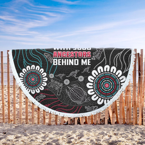 Australia Aboriginal Beach Blanket - Walking with 3000 Ancestors Behind Me Black Beach Blanket Australia Aboriginal Beach Blanket - Walking with 3000 Ancestors Behind Me Black Beach Blanket
