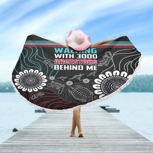 Australia Aboriginal Beach Blanket - Walking with 3000 Ancestors Behind Me Black Beach Blanket Australia Aboriginal Beach Blanket - Walking with 3000 Ancestors Behind Me Black Beach Blanket