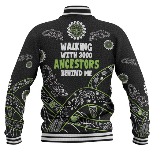Australia Aboriginal Baseball Jacket - Walking with 3000 Ancestors Behind Me Black and Green Patterns Baseball Jacket Australia Aboriginal Baseball Jacket - Walking with 3000 Ancestors Behind Me Black and Green Patterns Baseball Jacket