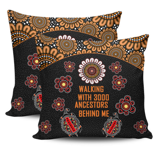 Australia Aboriginal Pillow Covers - Walking with 3000 Ancestors Behind Me Black and Orange Patterns Pillow Covers