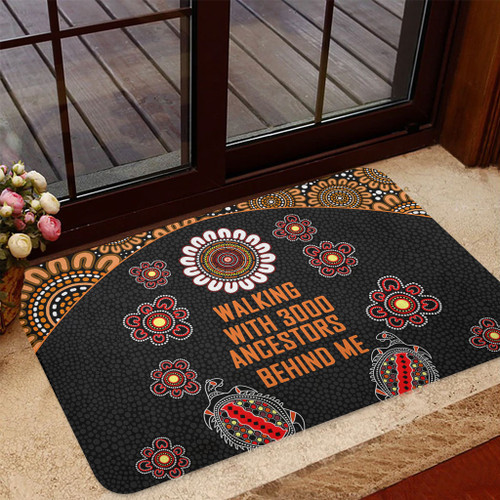 Australia Aboriginal Door Mat - Walking with 3000 Ancestors Behind Me Black and Orange Patterns Door Mat