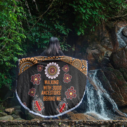 Australia Aboriginal Beach Blanket - Walking with 3000 Ancestors Behind Me Black and Orange Patterns Beach Blanket Australia Aboriginal Beach Blanket - Walking with 3000 Ancestors Behind Me Black and Orange Patterns Beach Blanket