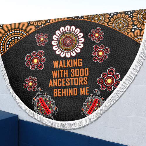 Australia Aboriginal Beach Blanket - Walking with 3000 Ancestors Behind Me Black and Orange Patterns Beach Blanket Australia Aboriginal Beach Blanket - Walking with 3000 Ancestors Behind Me Black and Orange Patterns Beach Blanket