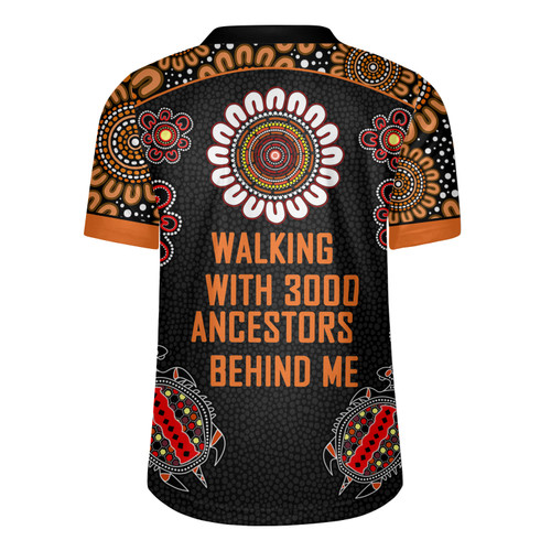 Australia Aboriginal Rugby Jersey - Walking with 3000 Ancestors Behind Me Black and Orange Patterns Rugby Jersey Australia Aboriginal Rugby Jersey - Walking with 3000 Ancestors Behind Me Black and Orange Patterns Rugby Jersey