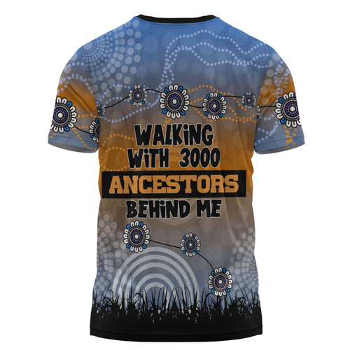 Australia Aboriginal T-shirt - Walking with 3000 Ancestors Behind Me Blue Patterns T-shirt Australia Aboriginal T-shirt - Walking with 3000 Ancestors Behind Me Blue Patterns T-shirt