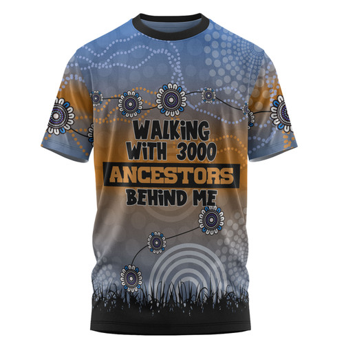 Australia Aboriginal T-shirt - Walking with 3000 Ancestors Behind Me Blue Patterns T-shirt