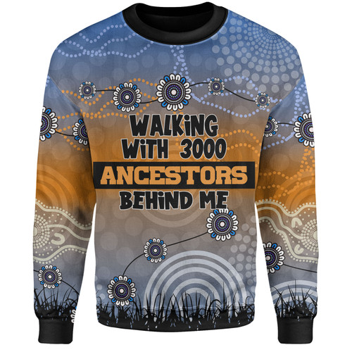 Australia Aboriginal Sweatshirt - Walking with 3000 Ancestors Behind Me Blue Patterns Sweatshirt