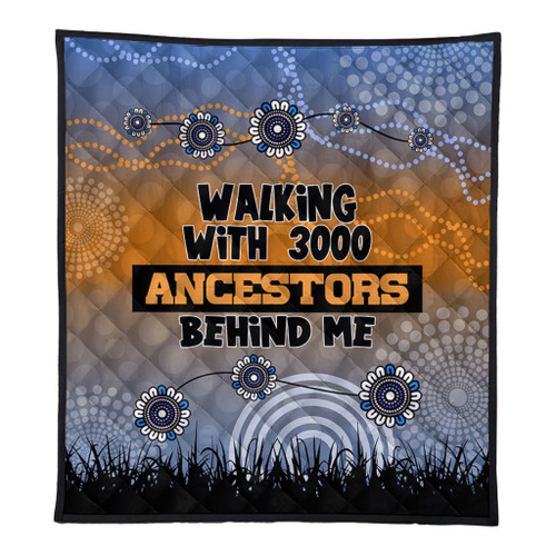 Australia Aboriginal Quilt - Walking with 3000 Ancestors Behind Me Blue Patterns Quilt Australia Aboriginal Quilt - Walking with 3000 Ancestors Behind Me Blue Patterns Quilt