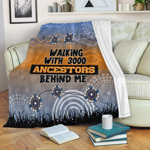 Australia Aboriginal Blanket - Walking with 3000 Ancestors Behind Me Blue Patterns Blanket Australia Aboriginal Blanket - Walking with 3000 Ancestors Behind Me Blue Patterns Blanket