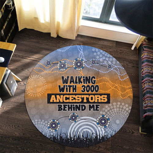 Australia Aboriginal Round Rug - Walking with 3000 Ancestors Behind Me Blue Patterns Round Rug
