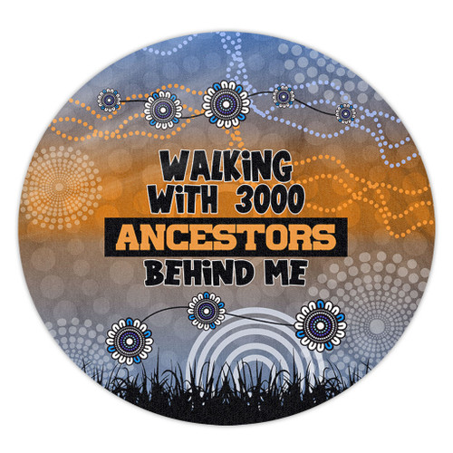 Australia Aboriginal Round Rug - Walking with 3000 Ancestors Behind Me Blue Patterns Round Rug Australia Aboriginal Round Rug - Walking with 3000 Ancestors Behind Me Blue Patterns Round Rug