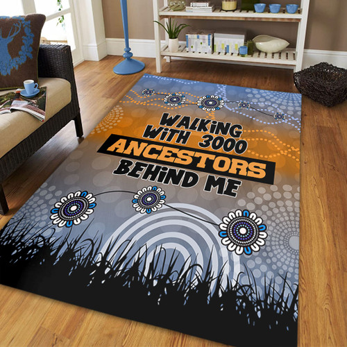 Australia Aboriginal Area Rug - Walking with 3000 Ancestors Behind Me Blue Patterns Area Rug Australia Aboriginal Area Rug - Walking with 3000 Ancestors Behind Me Blue Patterns Area Rug