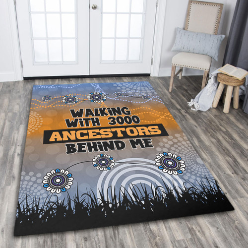 Australia Aboriginal Area Rug - Walking with 3000 Ancestors Behind Me Blue Patterns Area Rug Australia Aboriginal Area Rug - Walking with 3000 Ancestors Behind Me Blue Patterns Area Rug