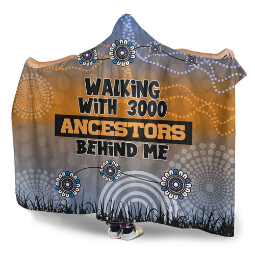 Australia Aboriginal Hooded Blanket - Walking with 3000 Ancestors Behind Me Blue Patterns Hooded Blanket Australia Aboriginal Hooded Blanket - Walking with 3000 Ancestors Behind Me Blue Patterns Hooded Blanket