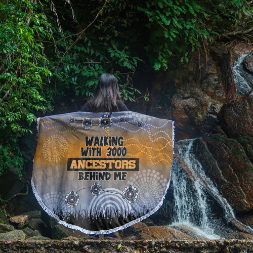 Australia Aboriginal Beach Blanket - Walking with 3000 Ancestors Behind Me Blue Patterns Beach Blanket Australia Aboriginal Beach Blanket - Walking with 3000 Ancestors Behind Me Blue Patterns Beach Blanket