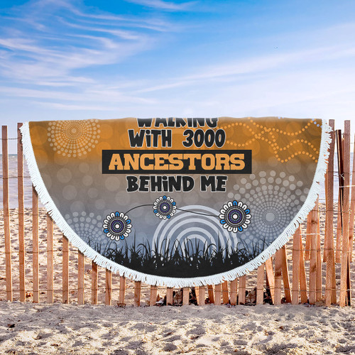 Australia Aboriginal Beach Blanket - Walking with 3000 Ancestors Behind Me Blue Patterns Beach Blanket Australia Aboriginal Beach Blanket - Walking with 3000 Ancestors Behind Me Blue Patterns Beach Blanket