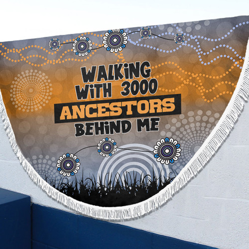 Australia Aboriginal Beach Blanket - Walking with 3000 Ancestors Behind Me Blue Patterns Beach Blanket Australia Aboriginal Beach Blanket - Walking with 3000 Ancestors Behind Me Blue Patterns Beach Blanket