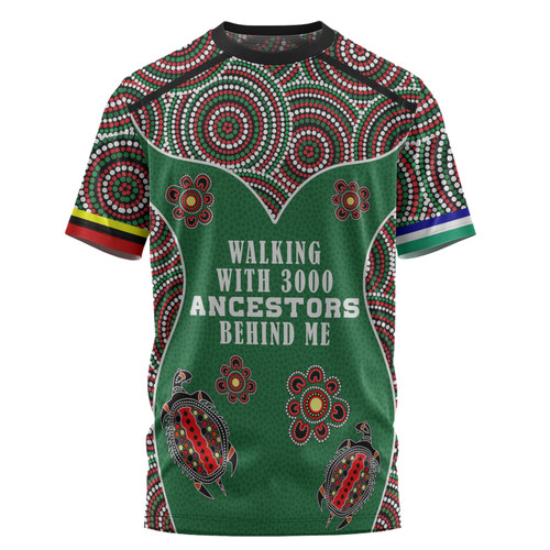 Australia Aboriginal T-shirt - Walking with 3000 Ancestors Behind Me Green Patterns T-shirt