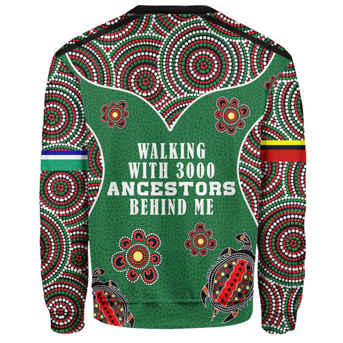 Australia Aboriginal Sweatshirt - Walking with 3000 Ancestors Behind Me Green Patterns Sweatshirt Australia Aboriginal Sweatshirt - Walking with 3000 Ancestors Behind Me Green Patterns Sweatshirt