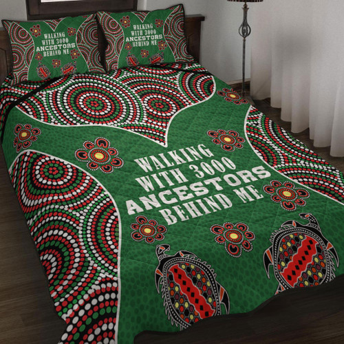 Australia Aboriginal Quilt Bed Set - Walking with 3000 Ancestors Behind Me Green Patterns Quilt Bed Set