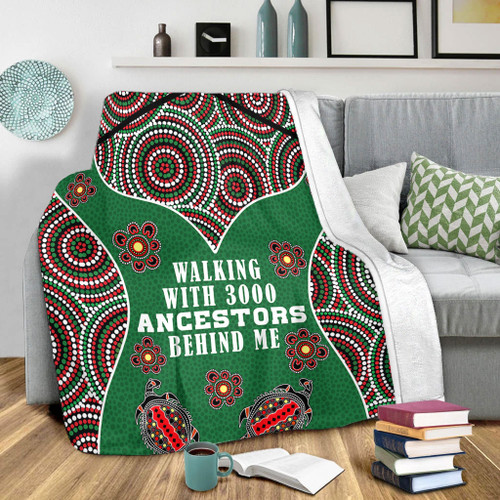 Australia Aboriginal Blanket - Walking with 3000 Ancestors Behind Me Green Patterns Blanket