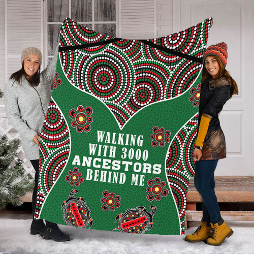 Australia Aboriginal Blanket - Walking with 3000 Ancestors Behind Me Green Patterns Blanket Australia Aboriginal Blanket - Walking with 3000 Ancestors Behind Me Green Patterns Blanket