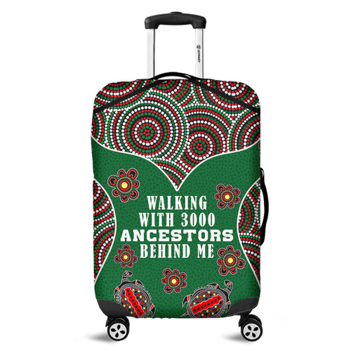 Australia Aboriginal Luggage Cover - Walking with 3000 Ancestors Behind Me Green Patterns Luggage Cover Australia Aboriginal Luggage Cover - Walking with 3000 Ancestors Behind Me Green Patterns Luggage Cover