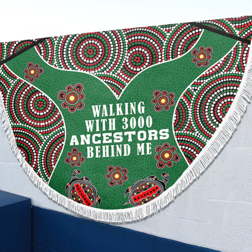 Australia Aboriginal Beach Blanket - Walking with 3000 Ancestors Behind Me Green Patterns Beach Blanket Australia Aboriginal Beach Blanket - Walking with 3000 Ancestors Behind Me Green Patterns Beach Blanket