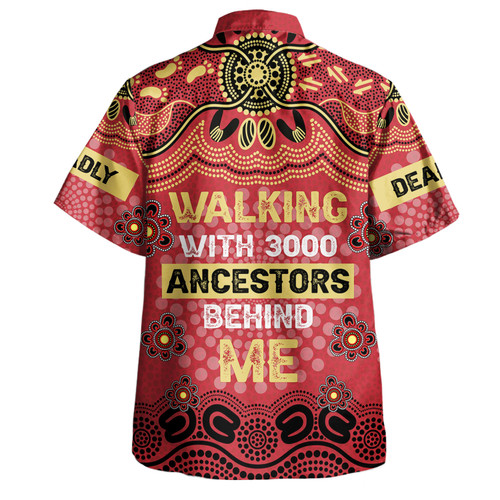 Australia Aboriginal Hawaiian Shirt - Walking with 3000 Ancestors Behind Me Red and Gold Patterns Hawaiian Shirt Australia Aboriginal Hawaiian Shirt - Walking with 3000 Ancestors Behind Me Red and Gold Patterns Hawaiian Shirt