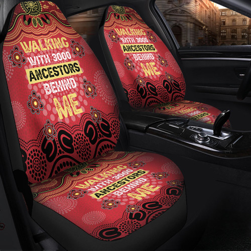 Australia Aboriginal Car Seat Covers - Walking with 3000 Ancestors Behind Me Red and Gold Patterns Car Seat Covers