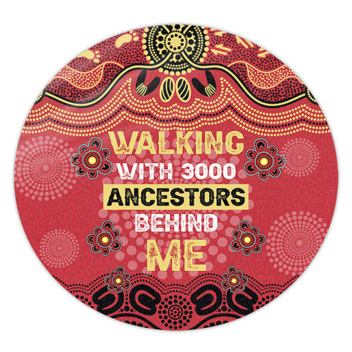 Australia Aboriginal Round Rug - Walking with 3000 Ancestors Behind Me Red and Gold Patterns Round Rug Australia Aboriginal Round Rug - Walking with 3000 Ancestors Behind Me Red and Gold Patterns Round Rug