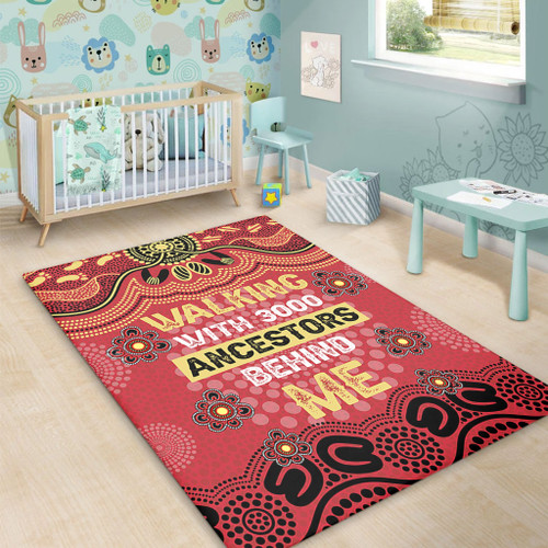 Australia Aboriginal Area Rug - Walking with 3000 Ancestors Behind Me Red and Gold Patterns Area Rug Australia Aboriginal Area Rug - Walking with 3000 Ancestors Behind Me Red and Gold Patterns Area Rug