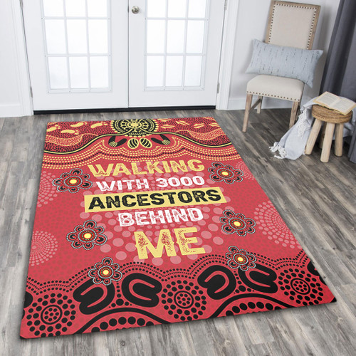 Australia Aboriginal Area Rug - Walking with 3000 Ancestors Behind Me Red and Gold Patterns Area Rug