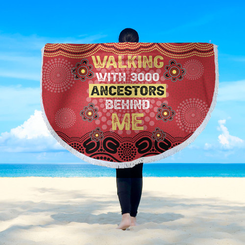 Australia Aboriginal Beach Blanket - Walking with 3000 Ancestors Behind Me Red and Gold Patterns Beach Blanket Australia Aboriginal Beach Blanket - Walking with 3000 Ancestors Behind Me Red and Gold Patterns Beach Blanket